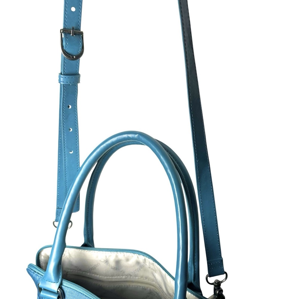 BAGGALLINI Natalie Satchel Teal Embossed Convertible Crossbody Organizer Handbag - Picture 12 of 13